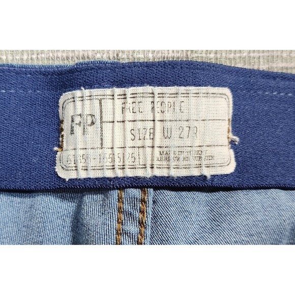 Free People Penny Pull On Flare Jeans Blue High Rise Bell Bottom Raw Hem Size27R - Picture 8 of 12